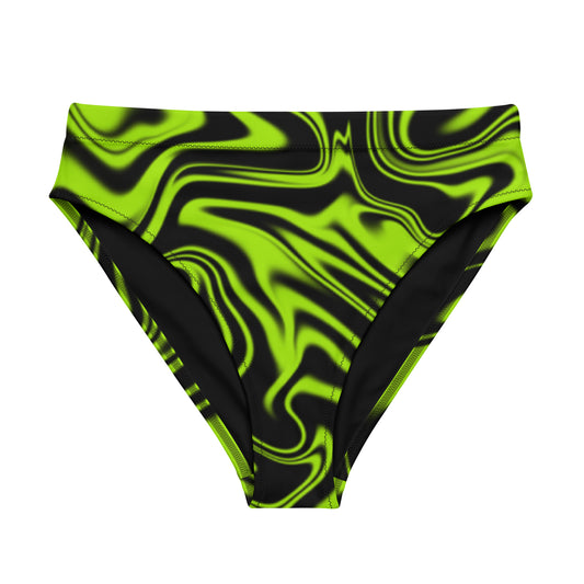 Green Swirl Recycled High-Waisted Bikini Bottom