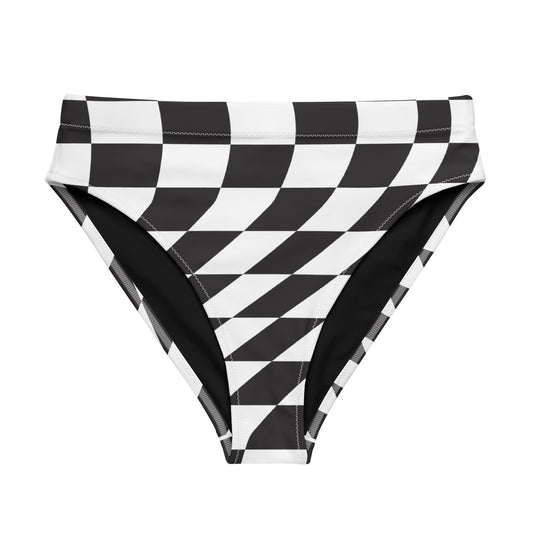 Trippy Checker High-Waisted Bikini Bottom