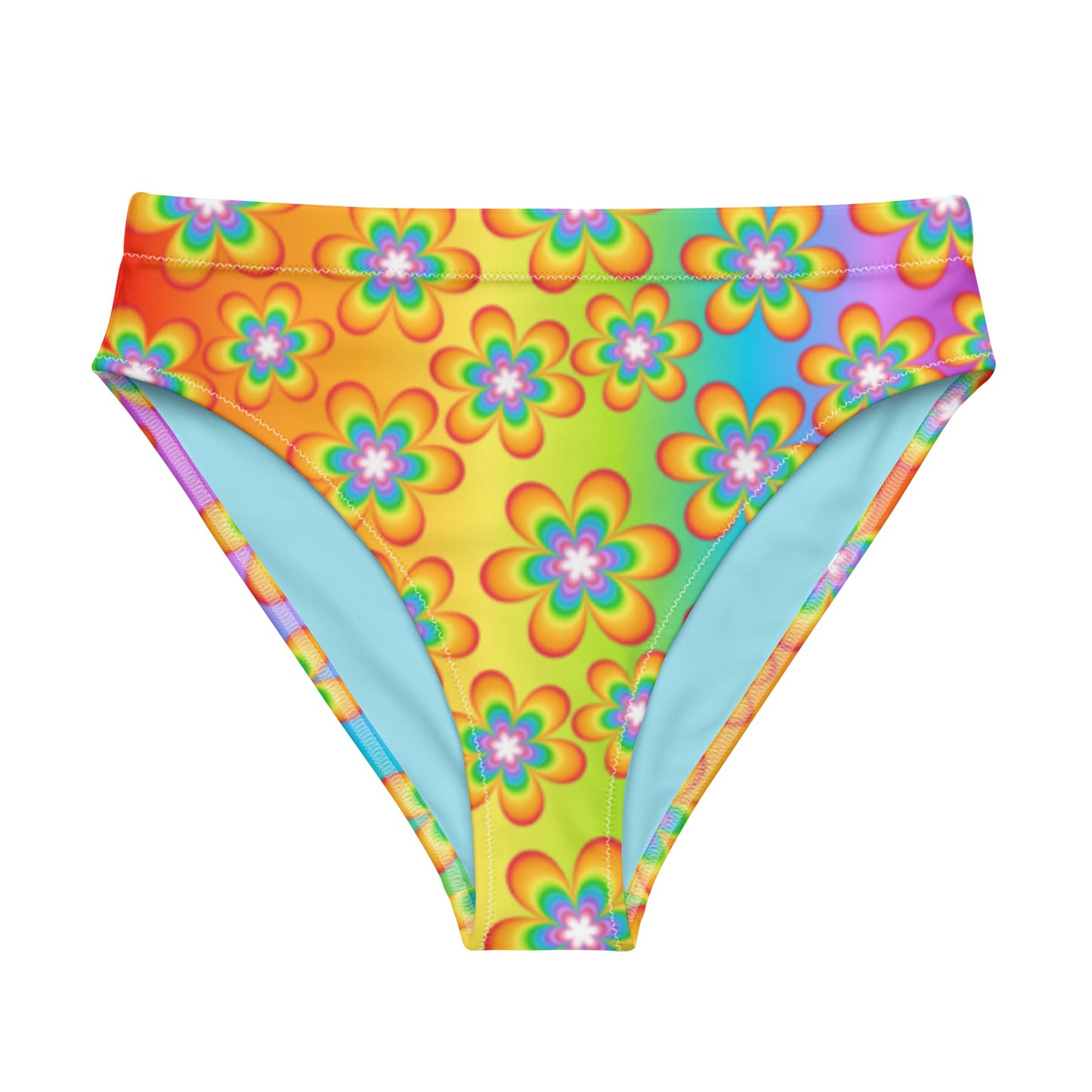 Rainbow Bloom High-Waisted Bikini Bottom