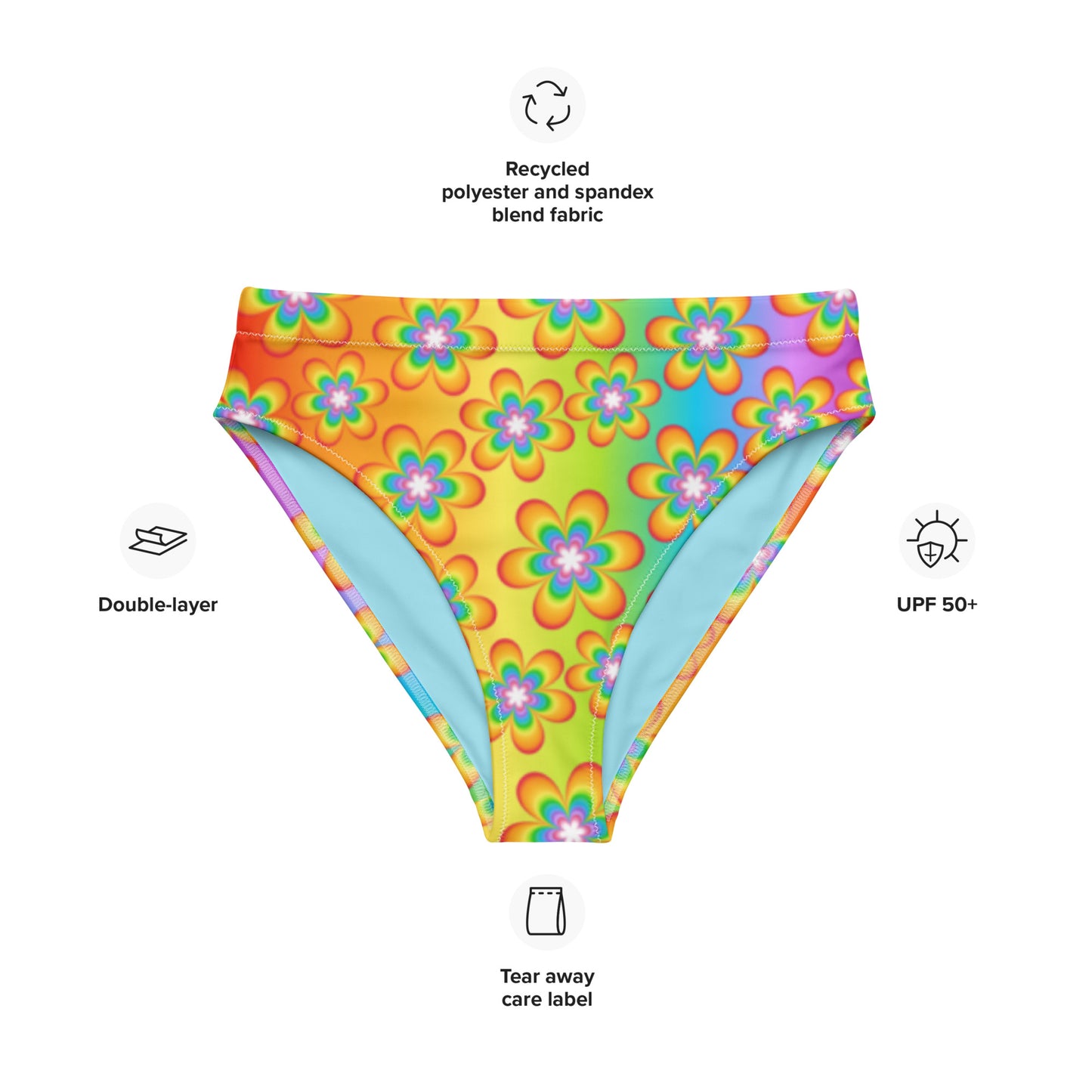 Rainbow Bloom High-Waisted Bikini Bottom