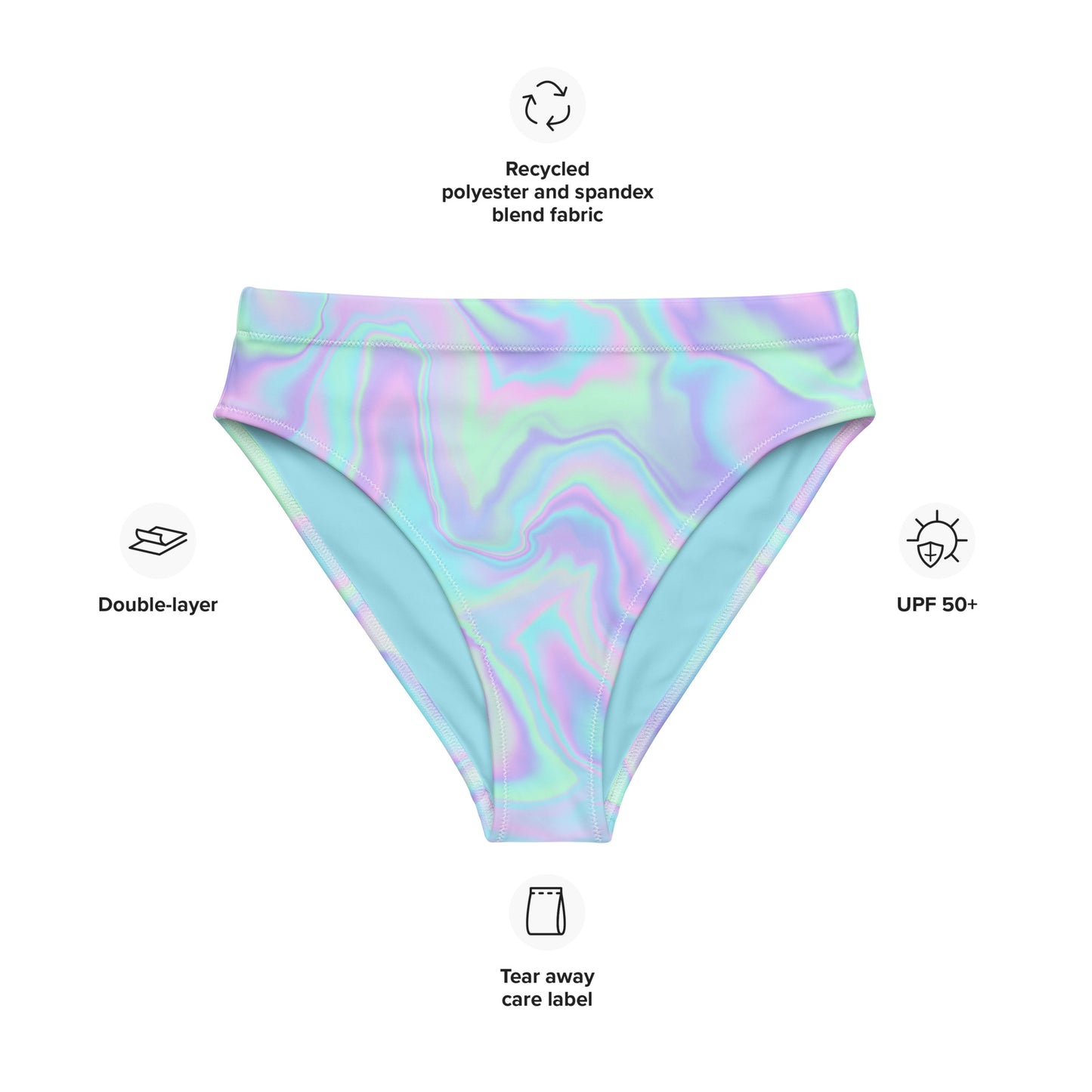 Pastel Watercolor High-Waisted Bikini Bottom