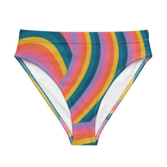 Retro Rainbow High-Waisted Bikini Bottom