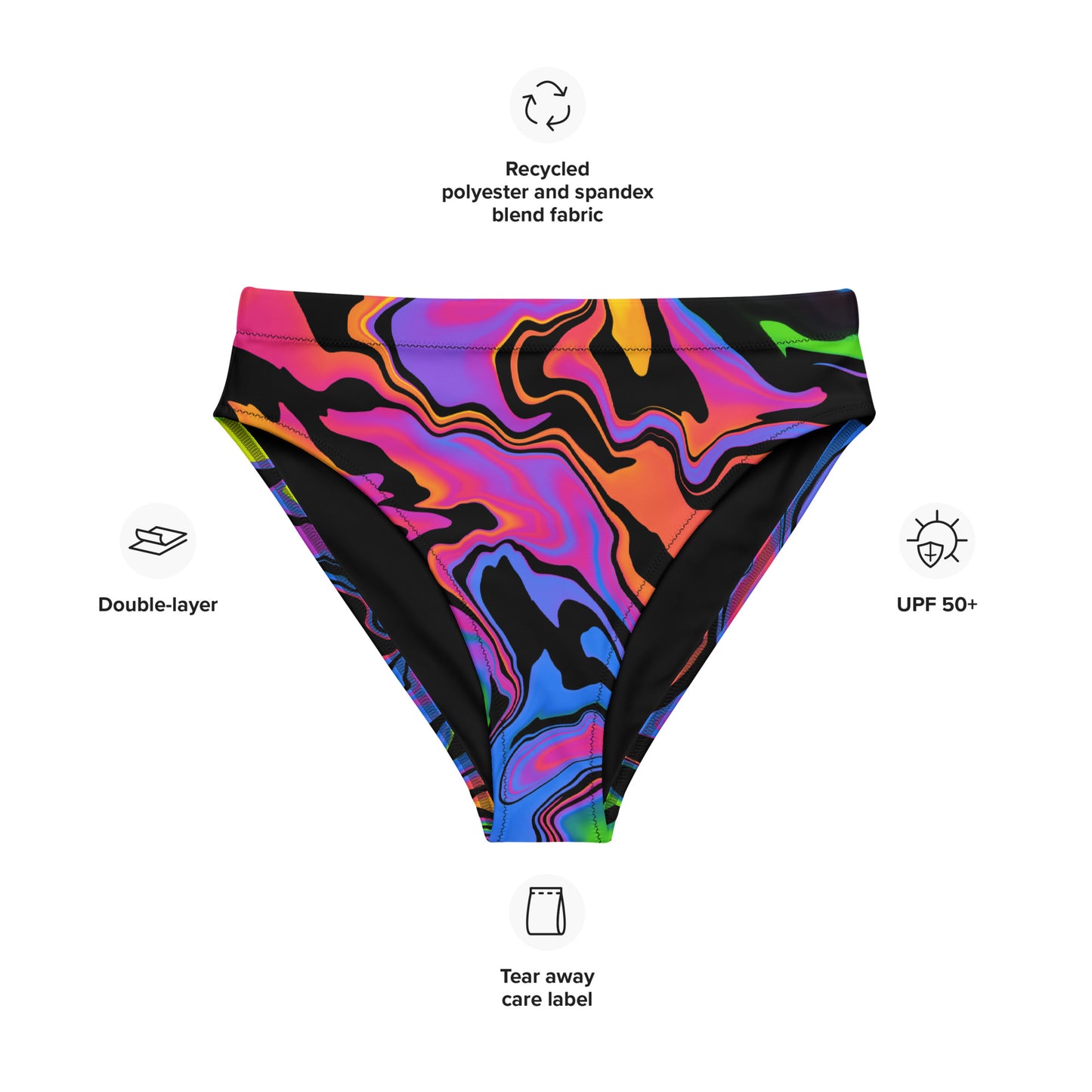 Dark Rainbow High-Waisted Bikini Bottom