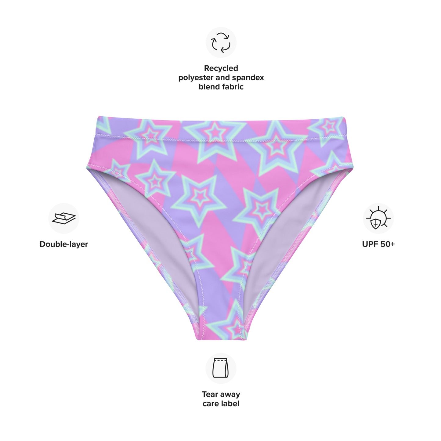 Pastel Stars High-Waisted Bikini Bottom