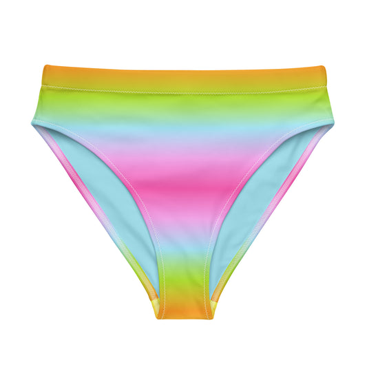 Rainbow Tie Dye High-Waisted Bikini Bottom