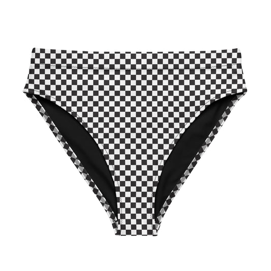 Checkered High-Waisted Bikini Bottom