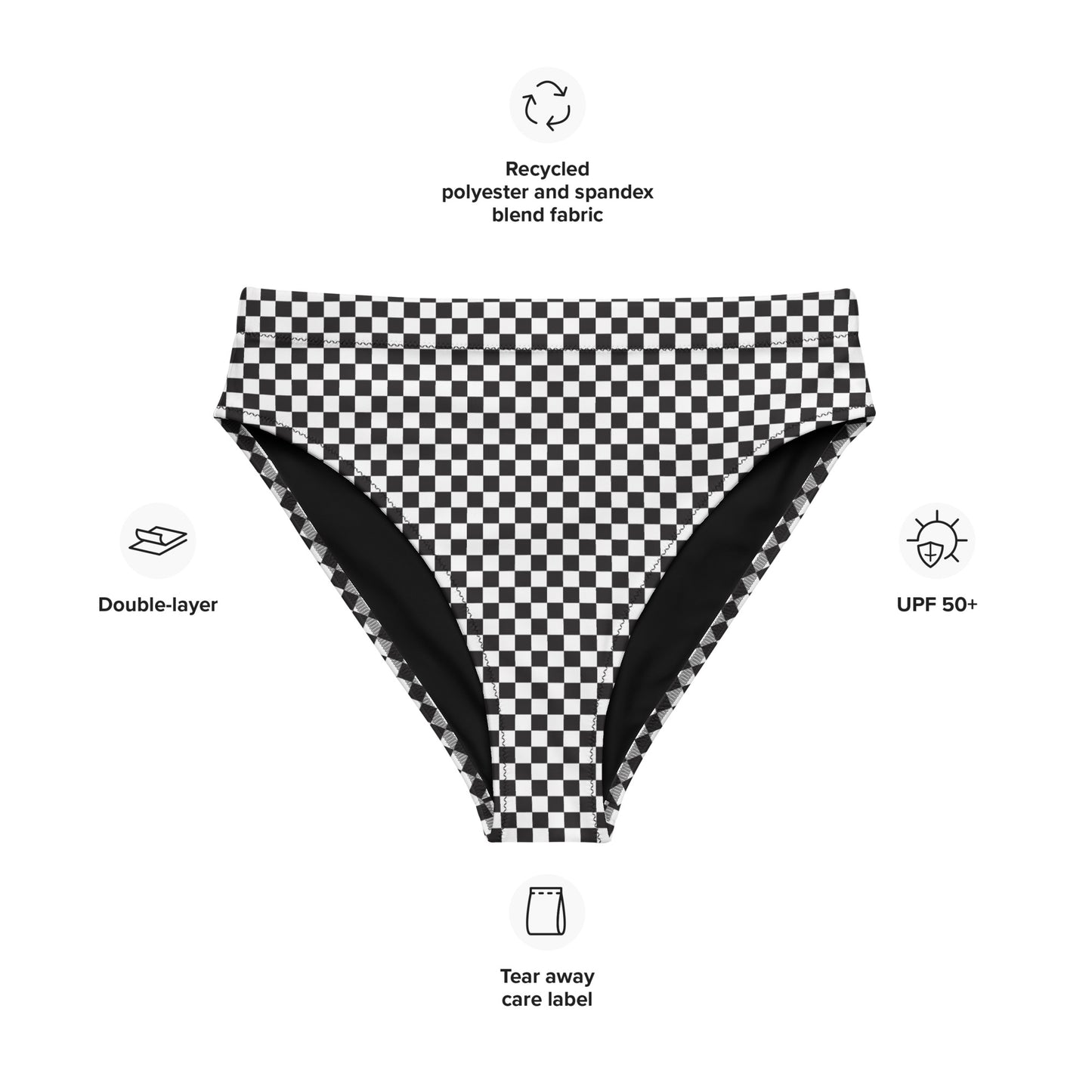 Checkered High-Waisted Bikini Bottom