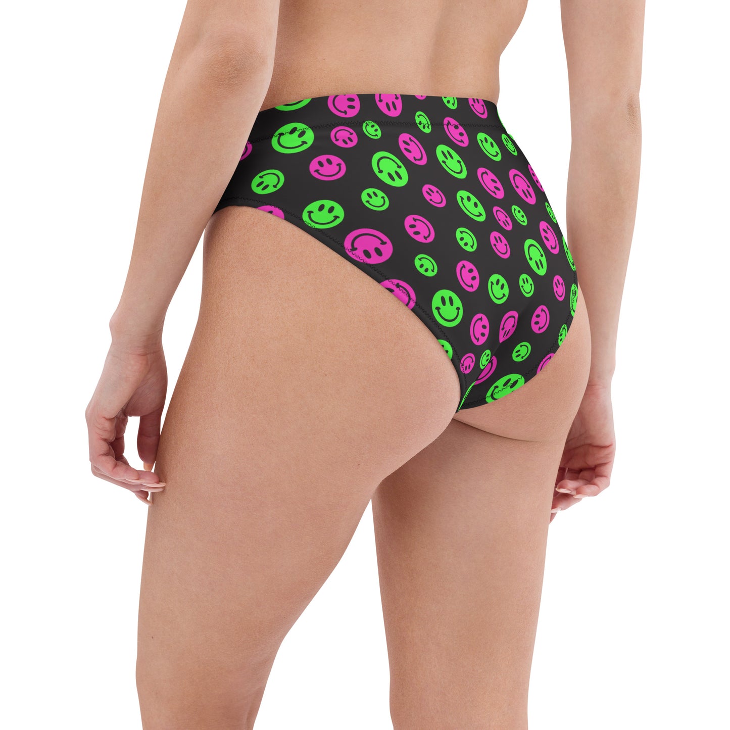 Pink & Green Smiles High-Waisted Bikini Bottom