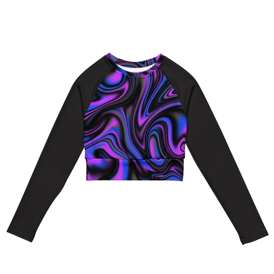 Purple Swirl Long-Sleeve Crop Top