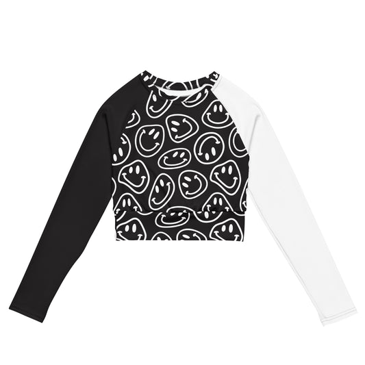 B&W Smile Long-Sleeve Crop Top