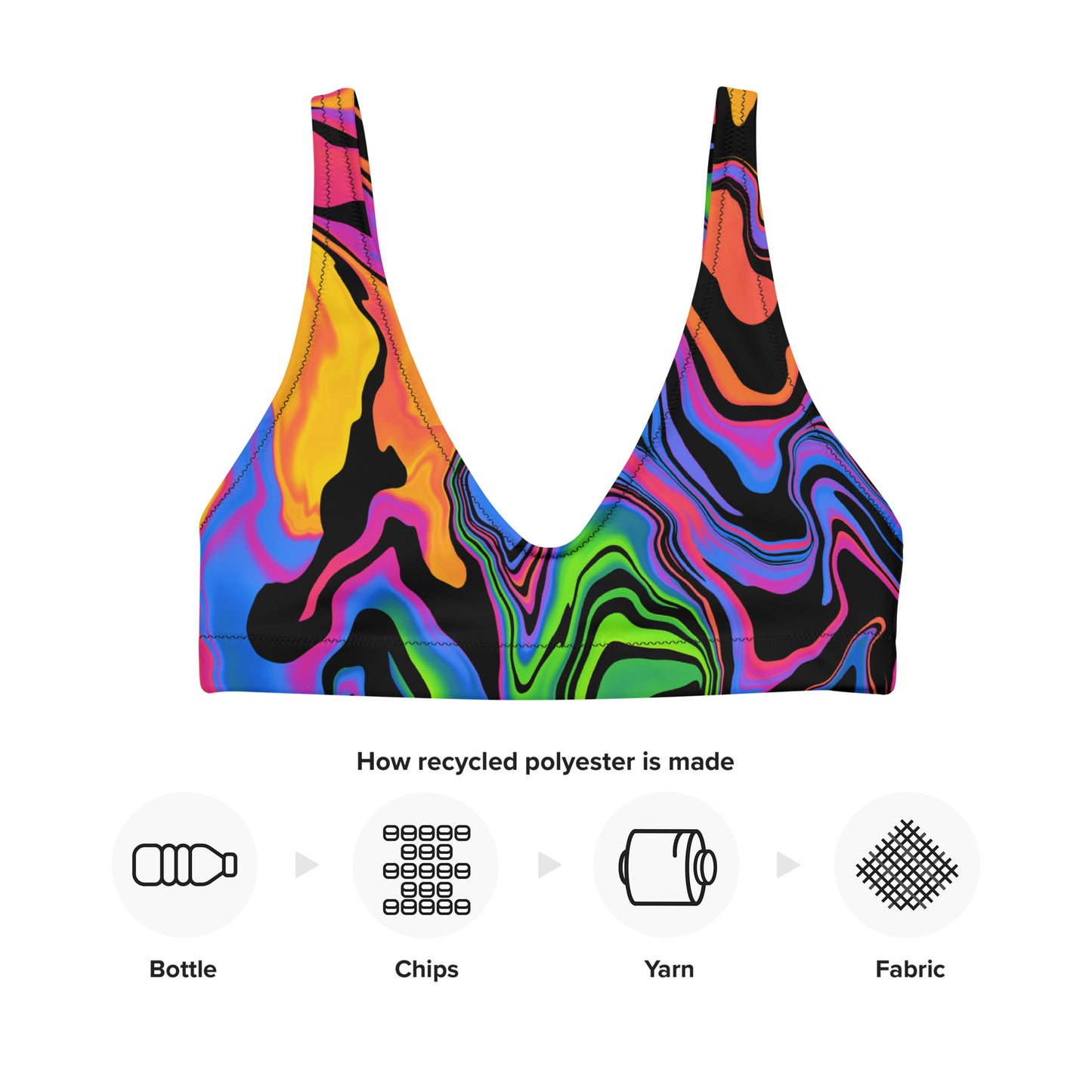 Dark Rainbow Padded Bikini Top