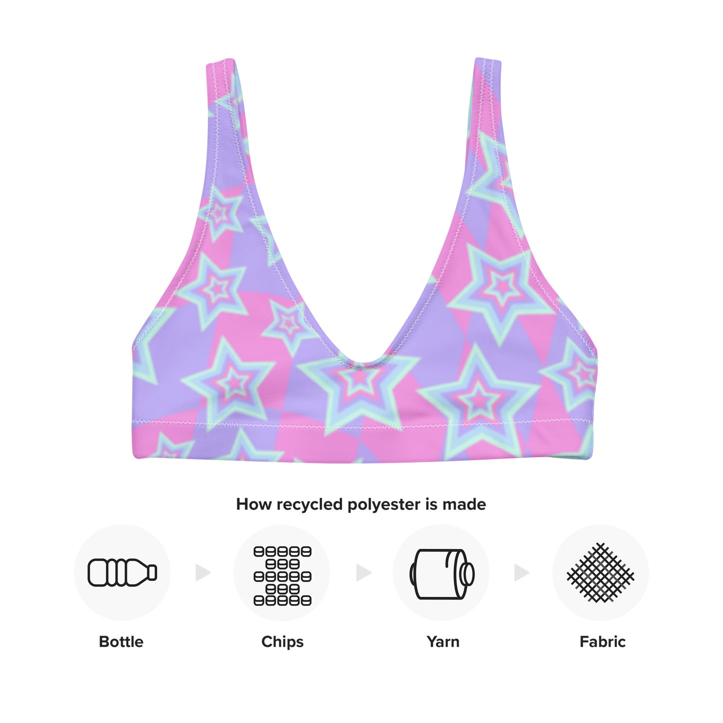 Pastel Stars Padded Bikini Top