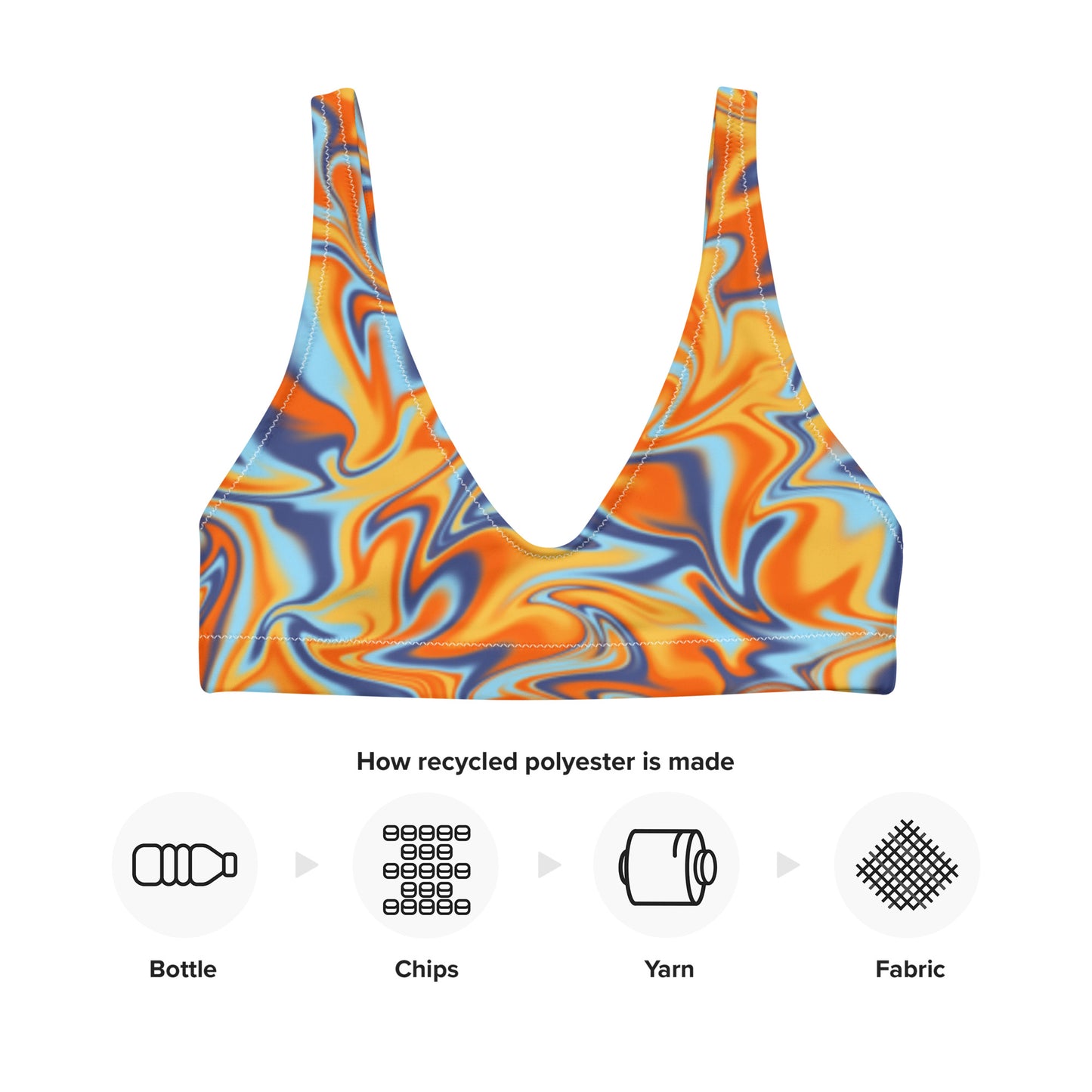 Orange Swirl Padded Bikini Top