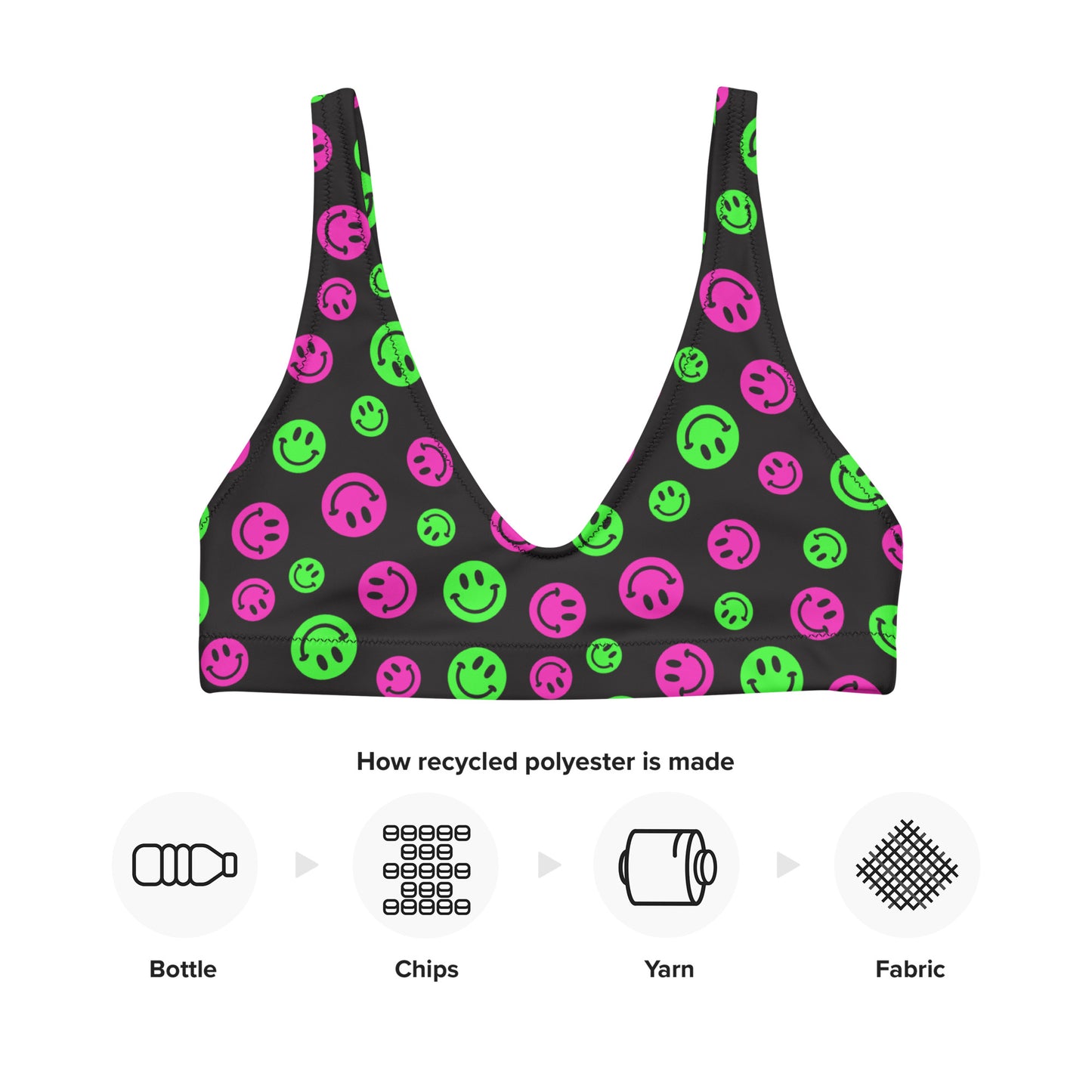 Pink & Green Smiles Bikini Top