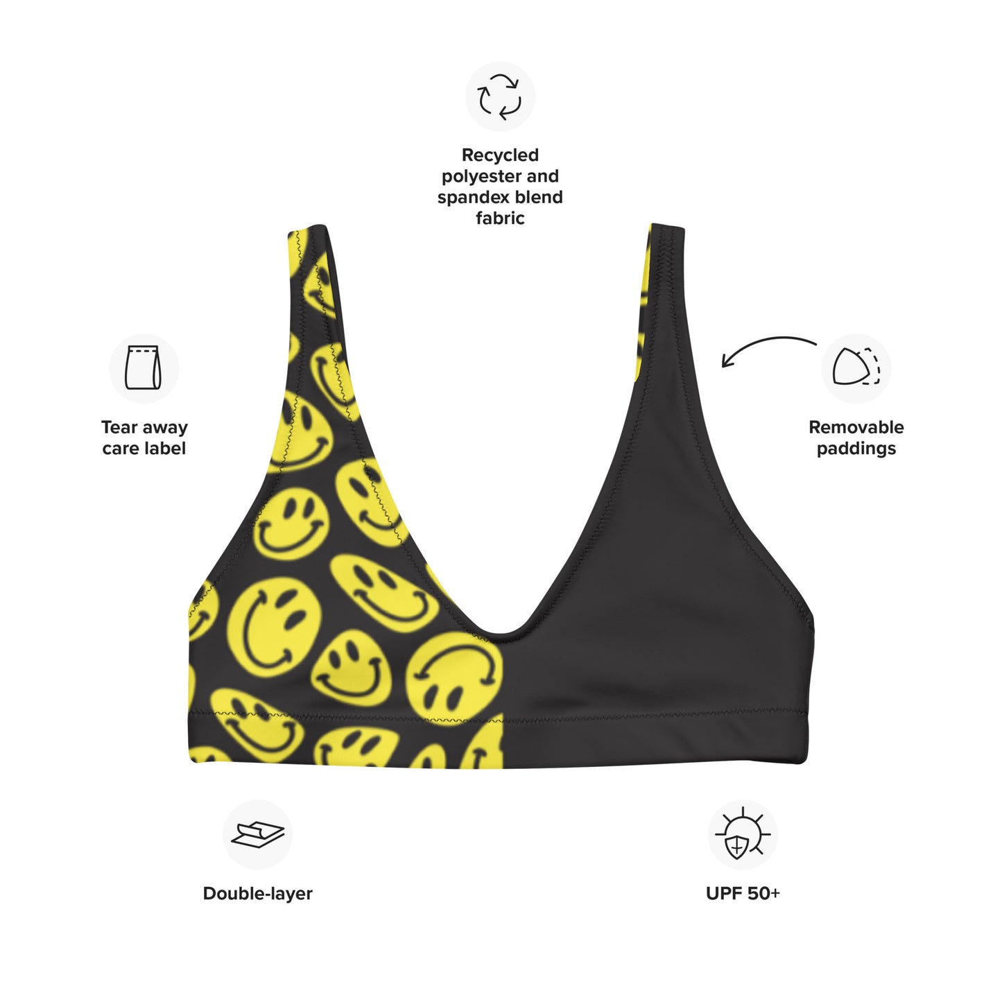 Trippy Split Smiles Padded Bikini Top