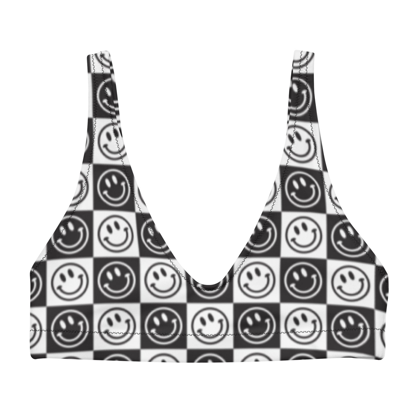 B&W Checker Smile Padded Bikini Top