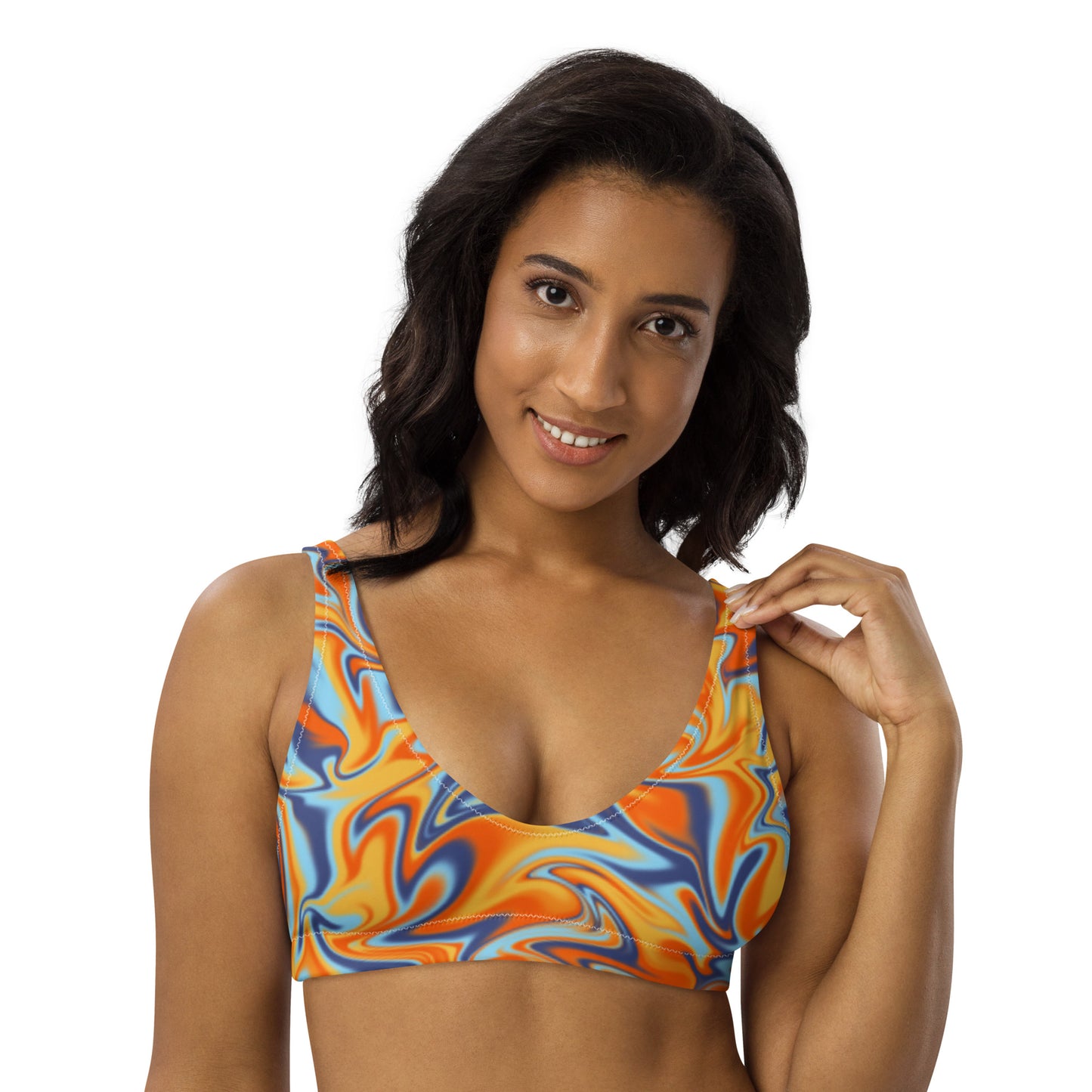 Orange Swirl Padded Bikini Top