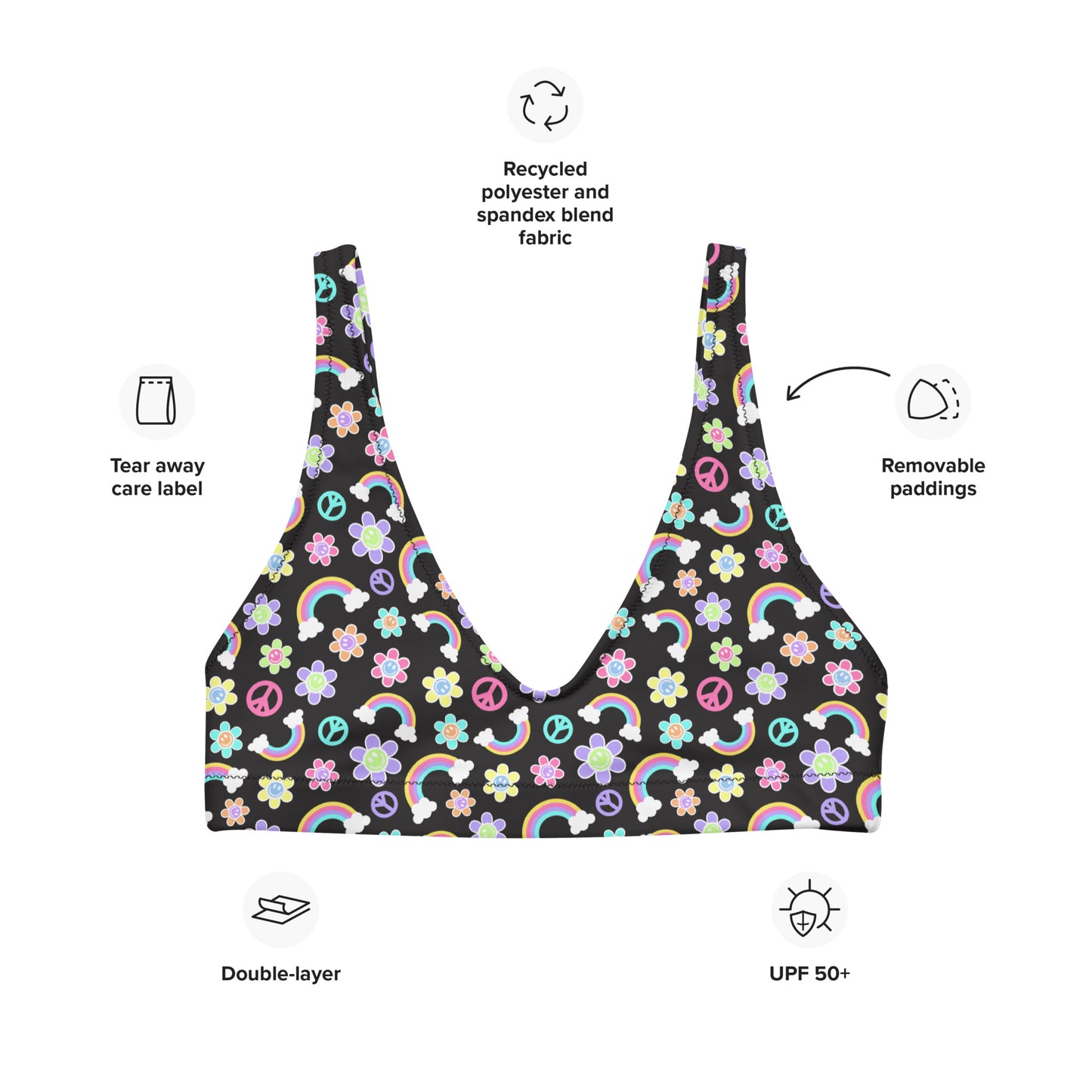 PLUR Power Padded Bikini Top