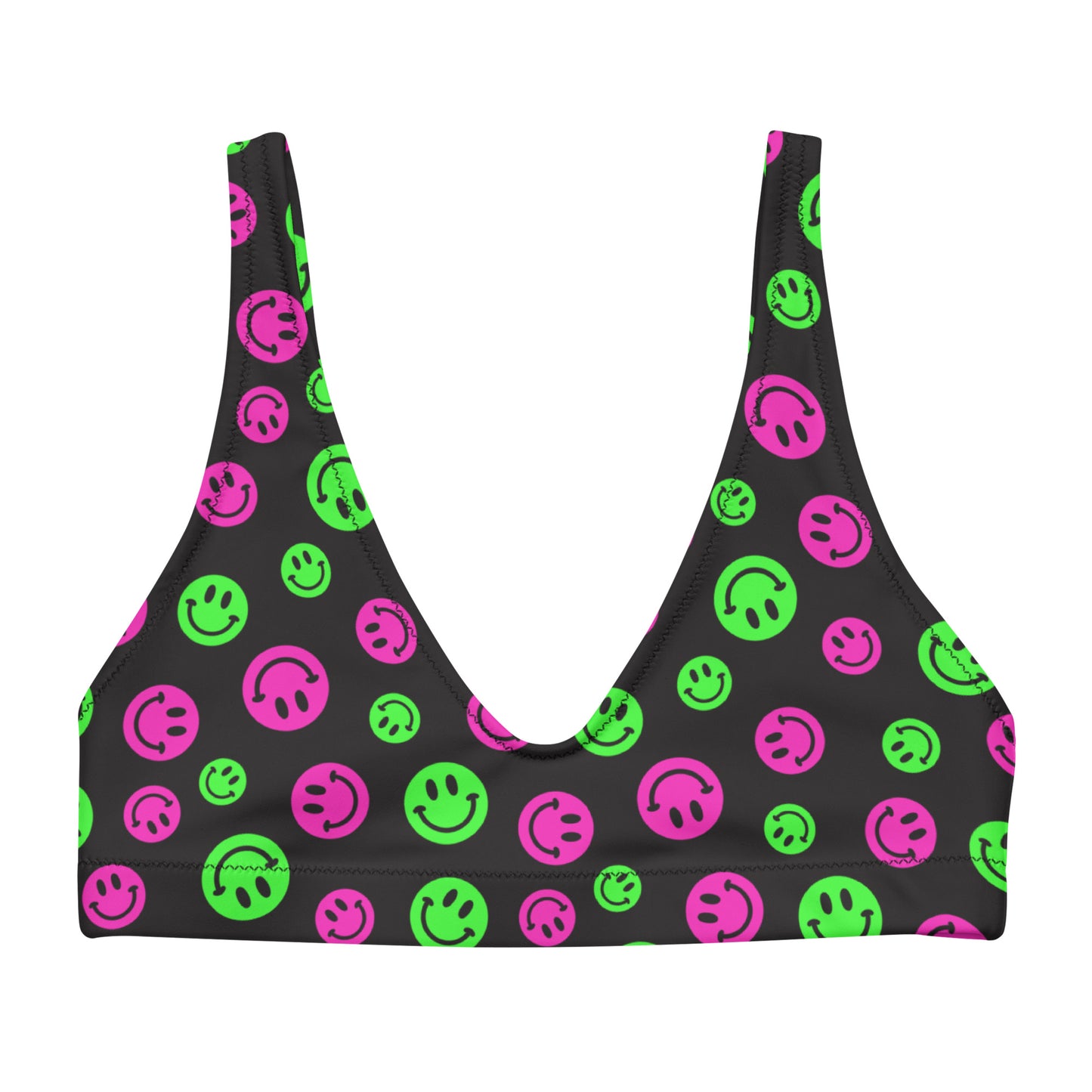 Pink & Green Smiles Bikini Top