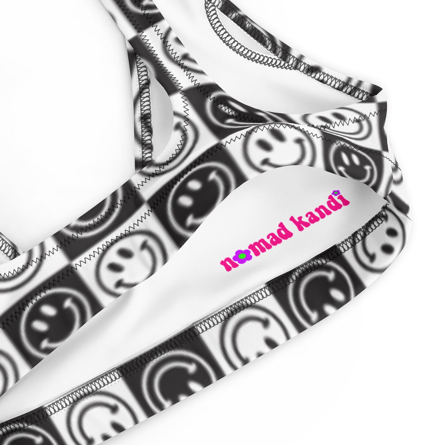 B&W Checker Smile Padded Bikini Top