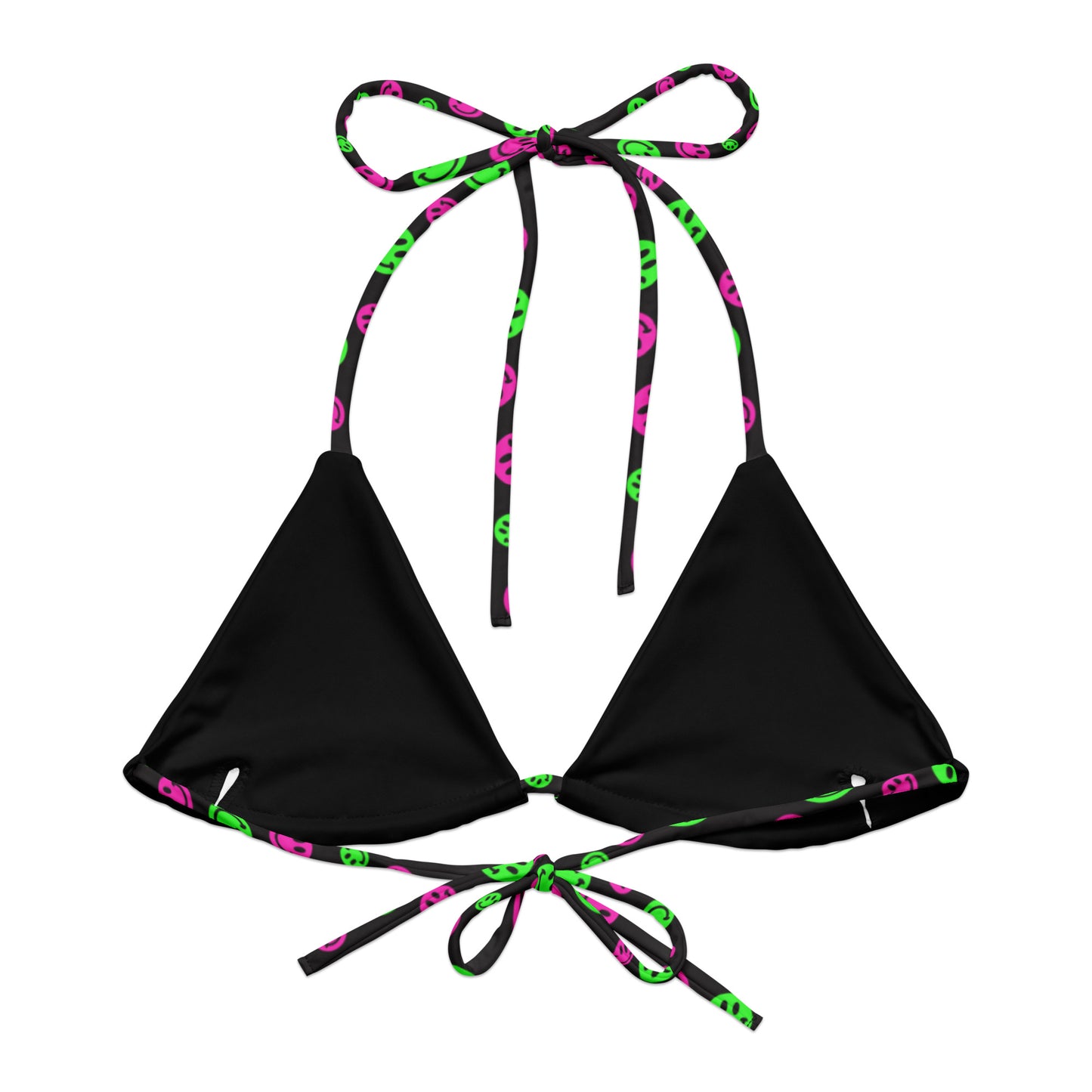 Pink & Green Smiles String Bikini Top