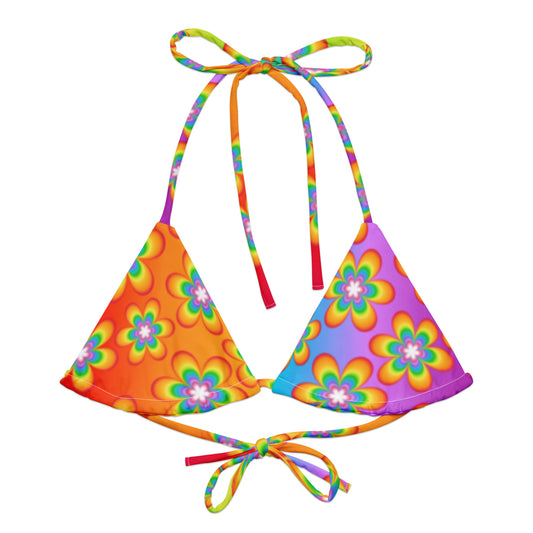 Rainbow Bloom String Bikini Top