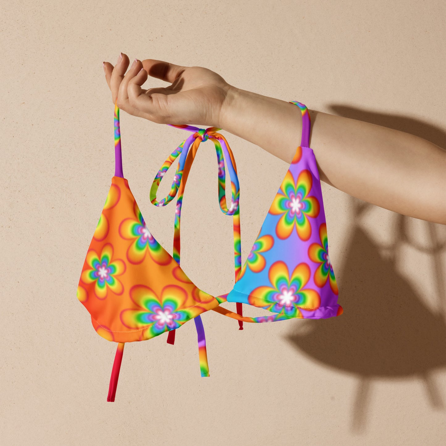 Rainbow Bloom String Bikini Top