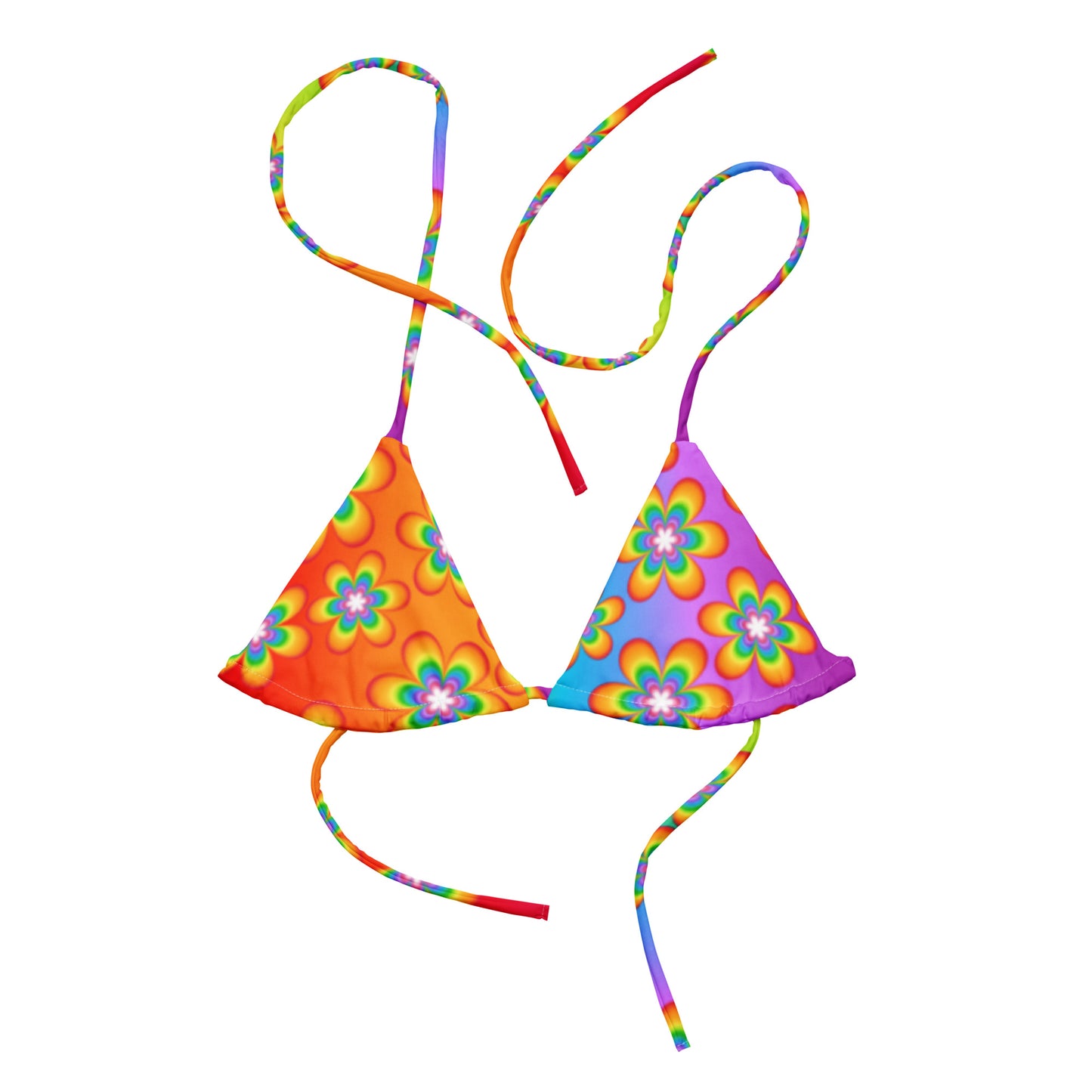 Rainbow Bloom String Bikini Top