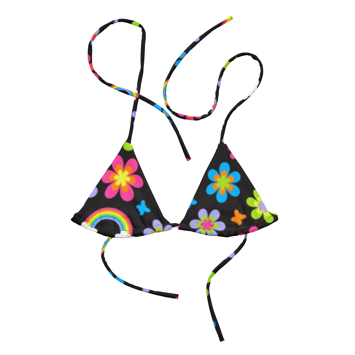 Funky Town Black String Bikini Top