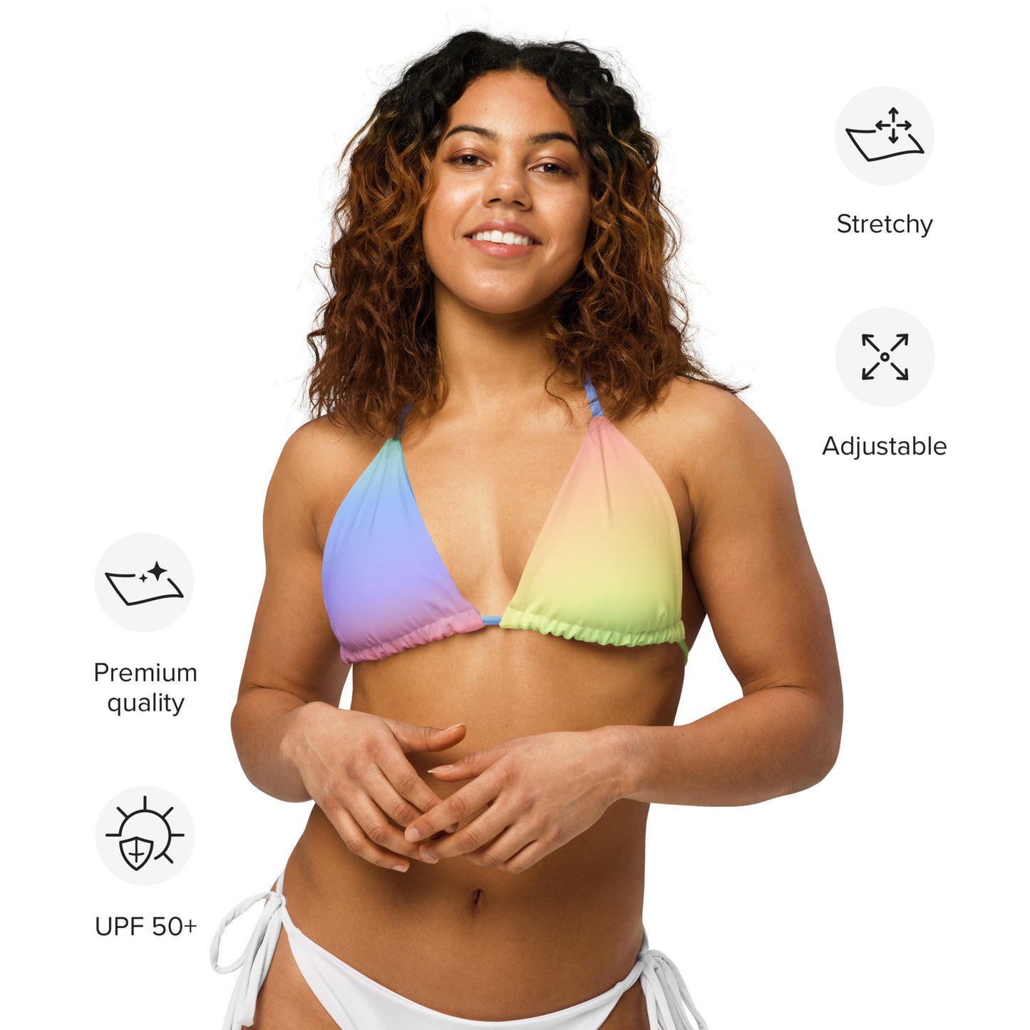 Rainbow Sherbet String Bikini Top