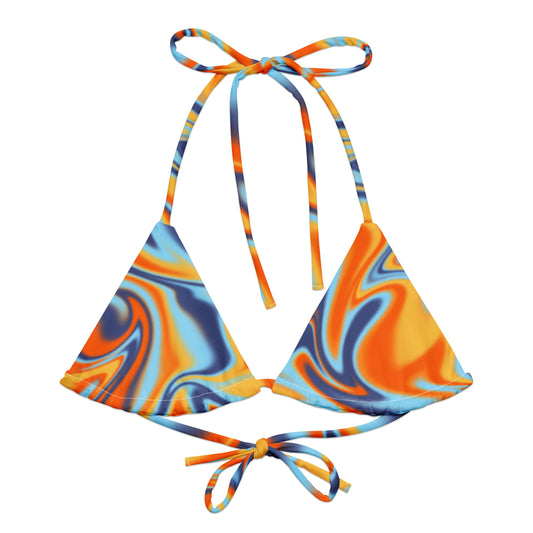 Orange Swirl Recycled String Bikini Top