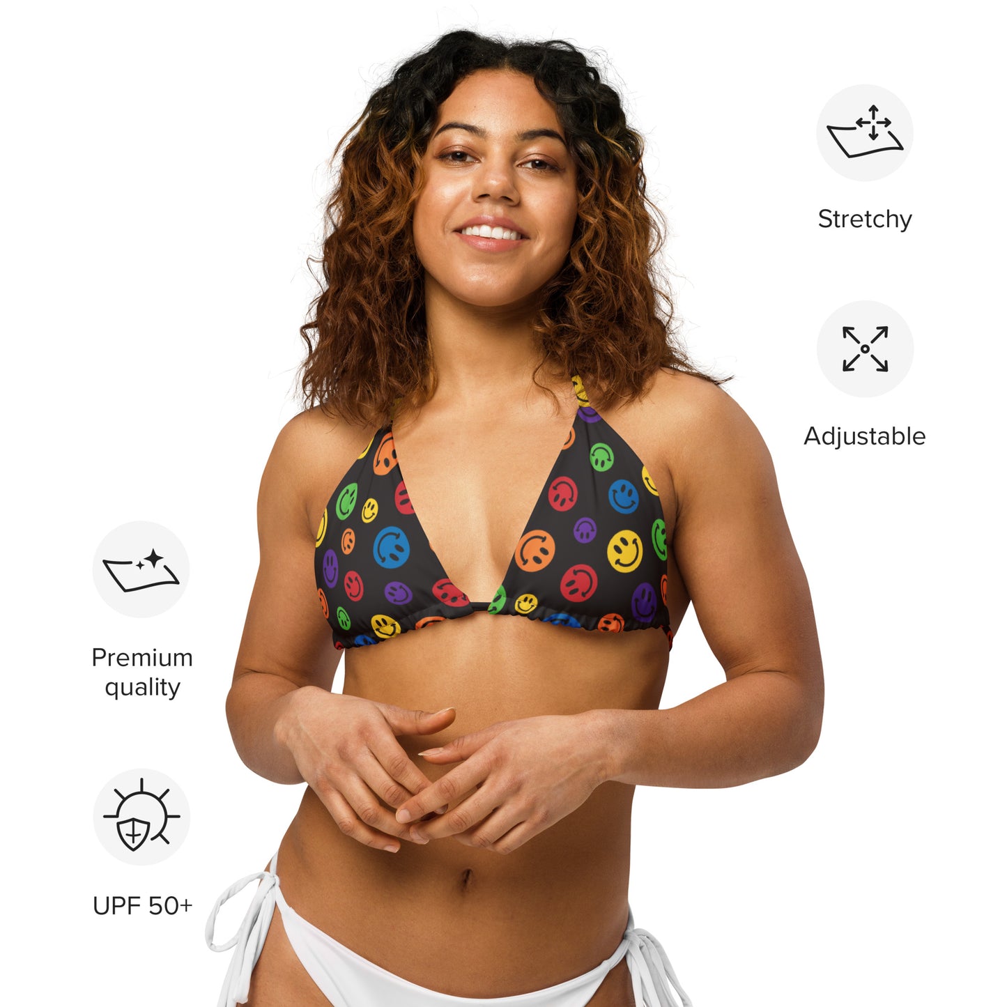 Rainbow Smiles String Bikini Top