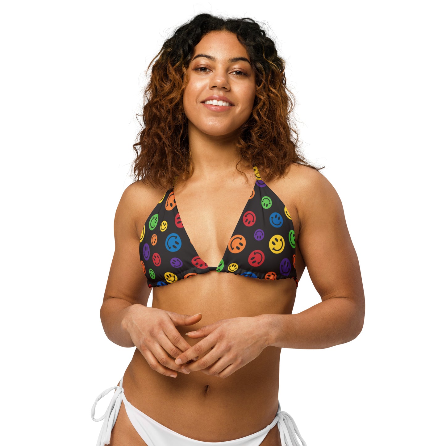 Rainbow Smiles String Bikini Top