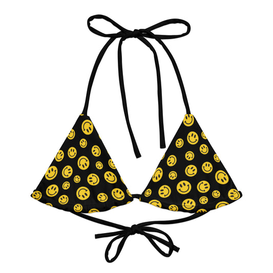 Yellow Smile Recycled String Bikini Top