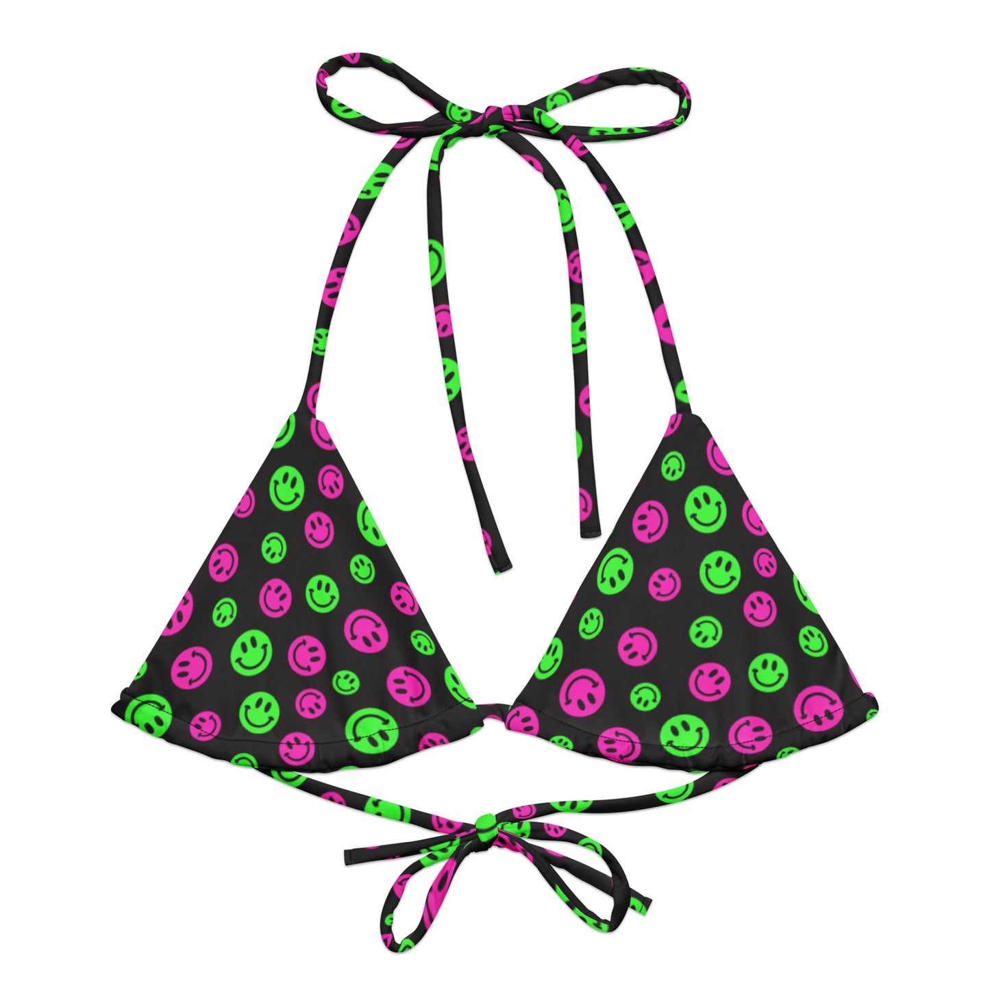 Pink & Green Smiles String Bikini Top