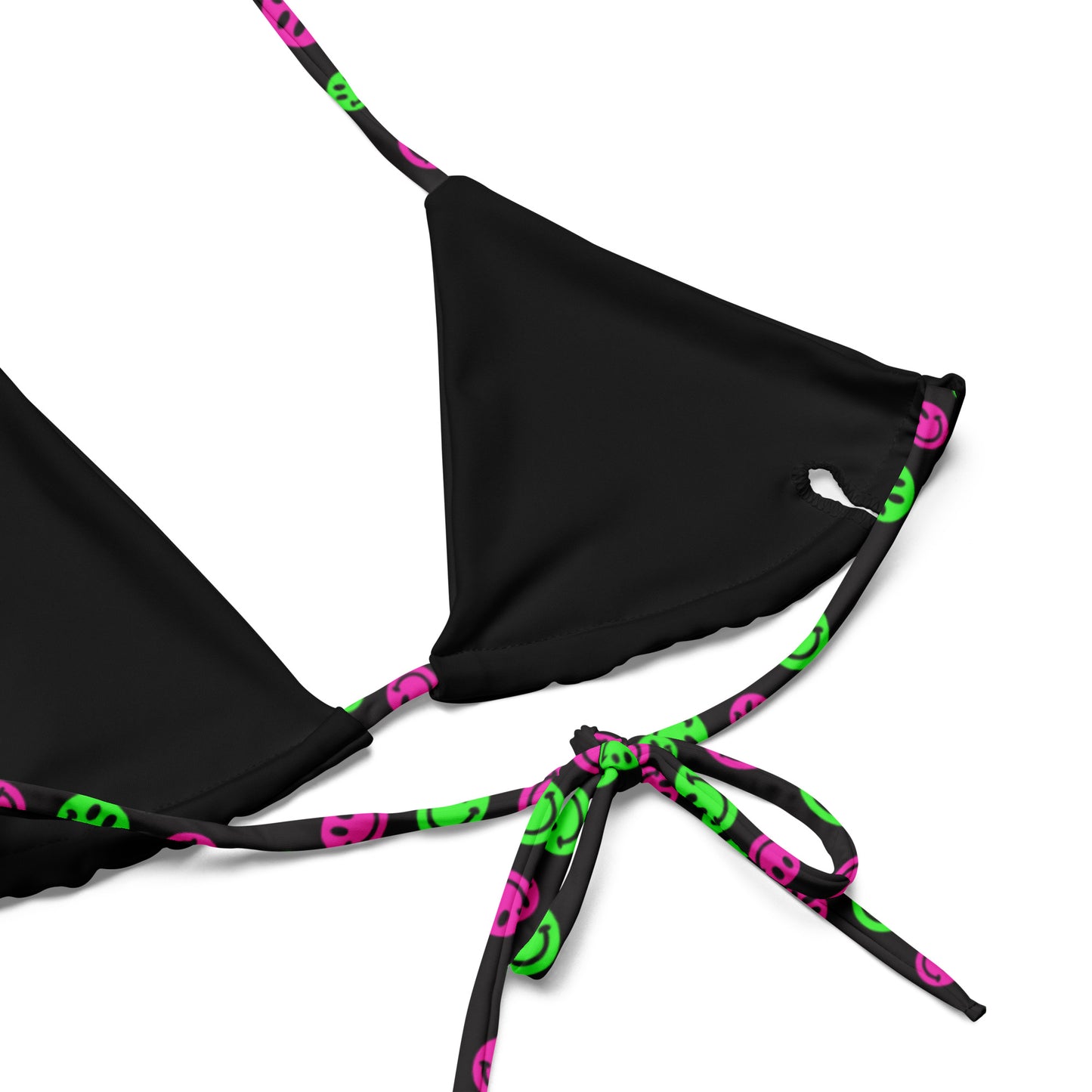 Pink & Green Smiles String Bikini Top