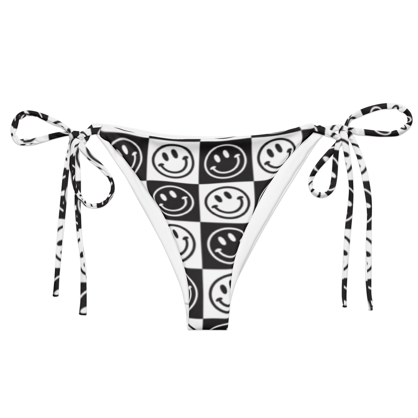 B&W Checker Smile String Bikini Bottom