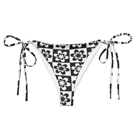 B&W Checker Daisy String Bikini Bottom