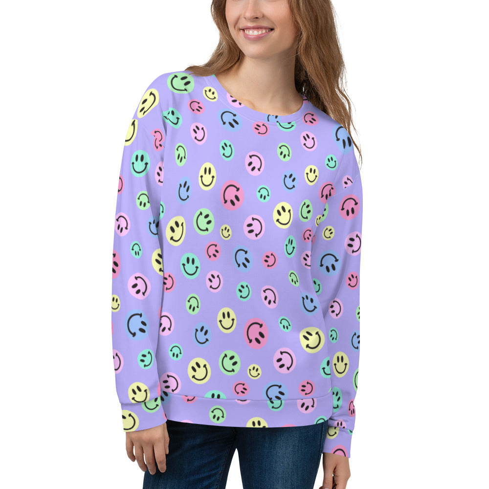 Purple Smiles Pastel Sweatshirt