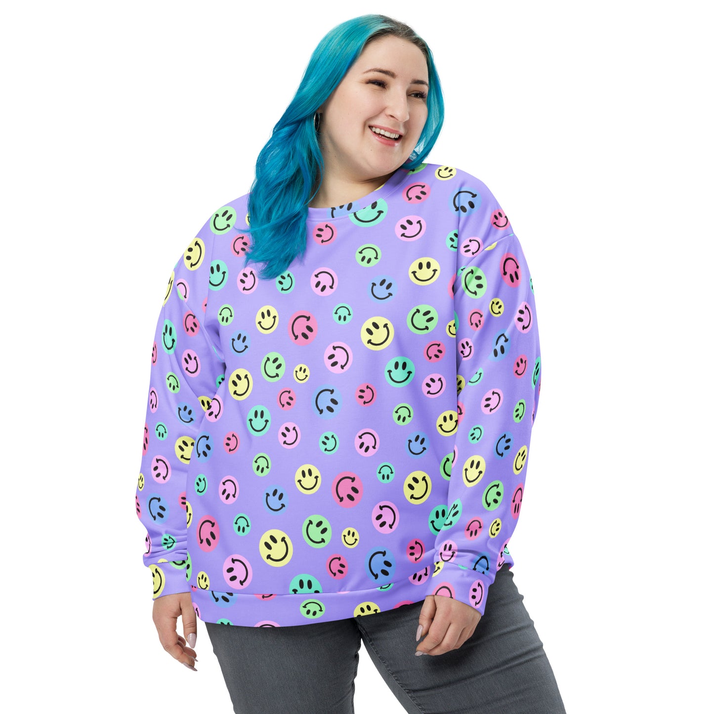 Purple Smiles Pastel Sweatshirt