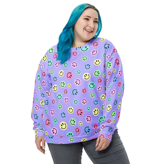 Purple Smiles Pastel Sweatshirt