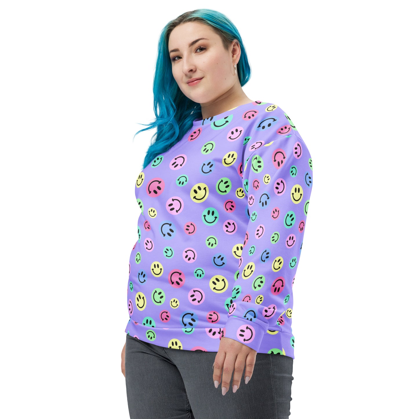 Purple Smiles Pastel Sweatshirt