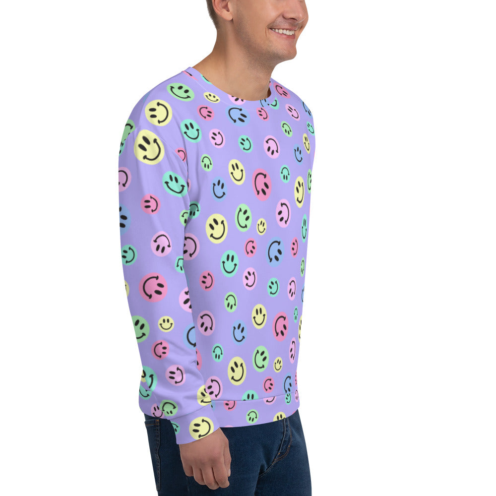 Purple Smiles Pastel Sweatshirt