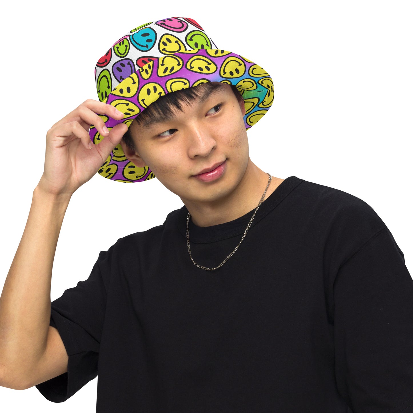 Rainbow Raver Smile Reversible Bucket Hat