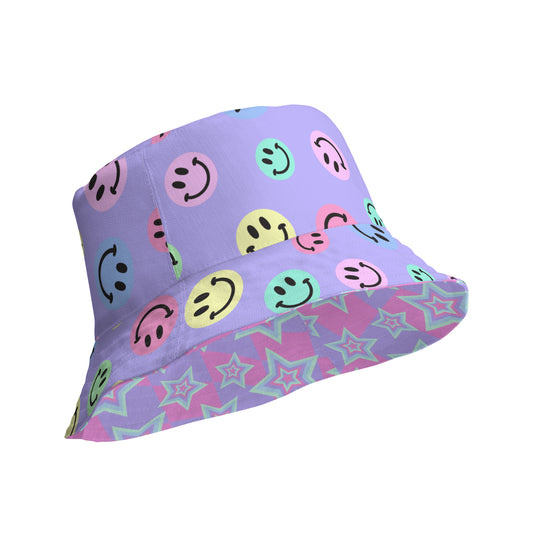 Purple Smiles Pastel Reversible Bucket Hat