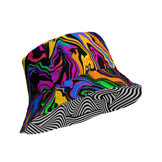 Dark Rainbow & Mind Melt Reversible Bucket Hat