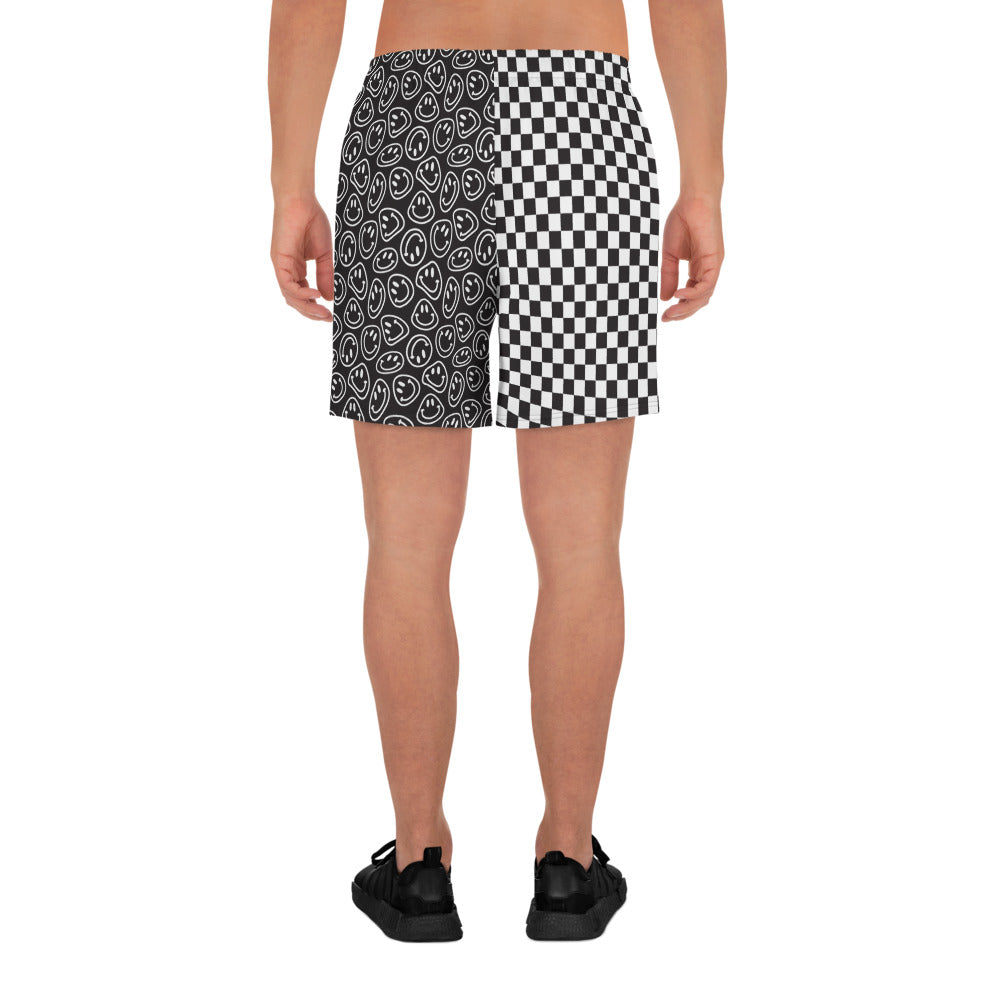 B&W Smiles Checkered Men's Athletic Shorts