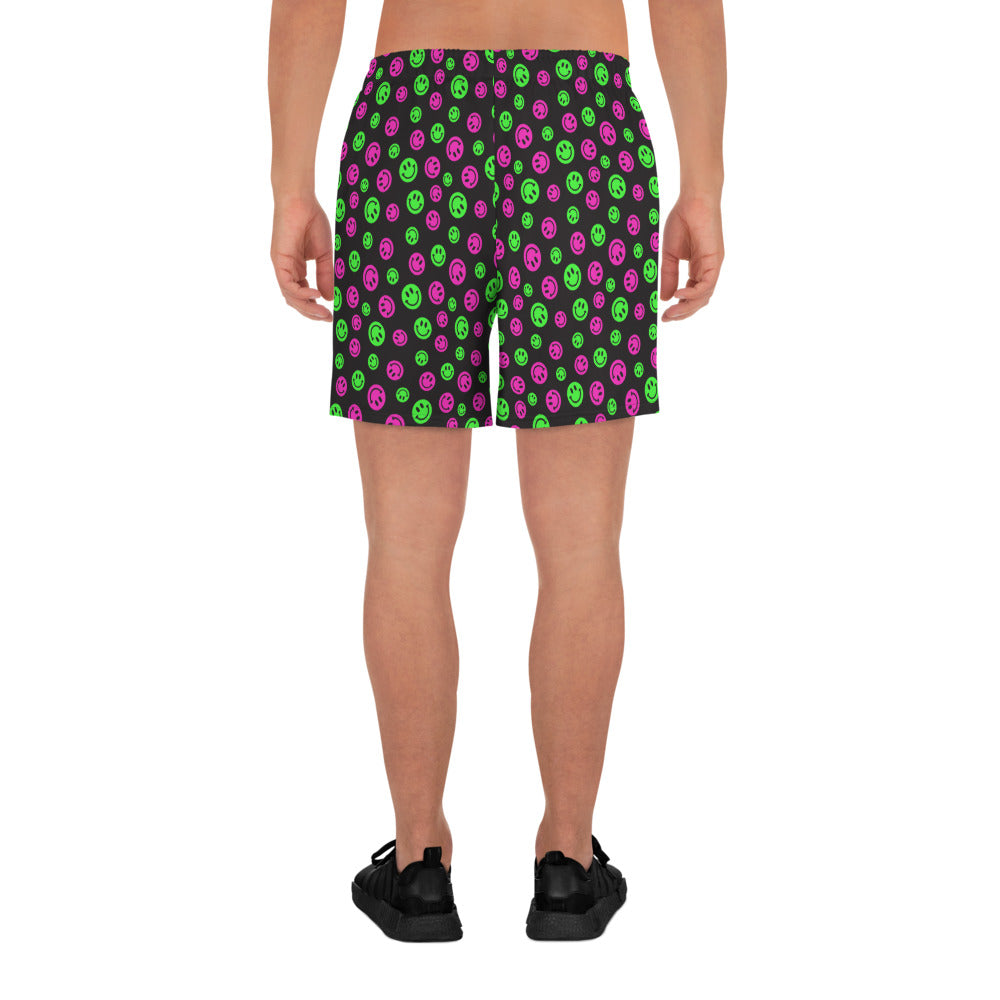 Pink & Green Smiles Men's Athletic Shorts