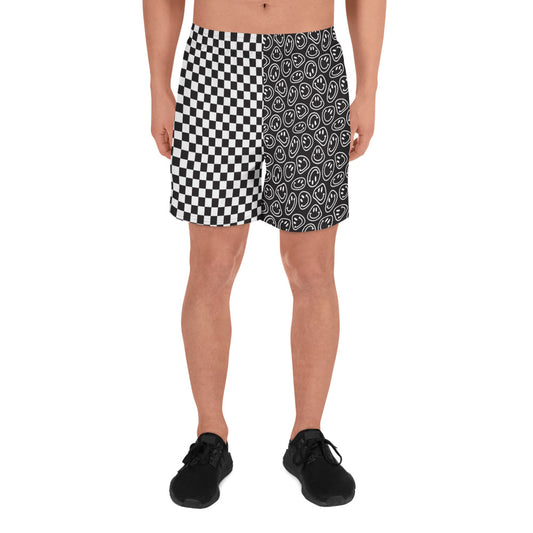 B&W Smiles Checkered Men's Athletic Shorts