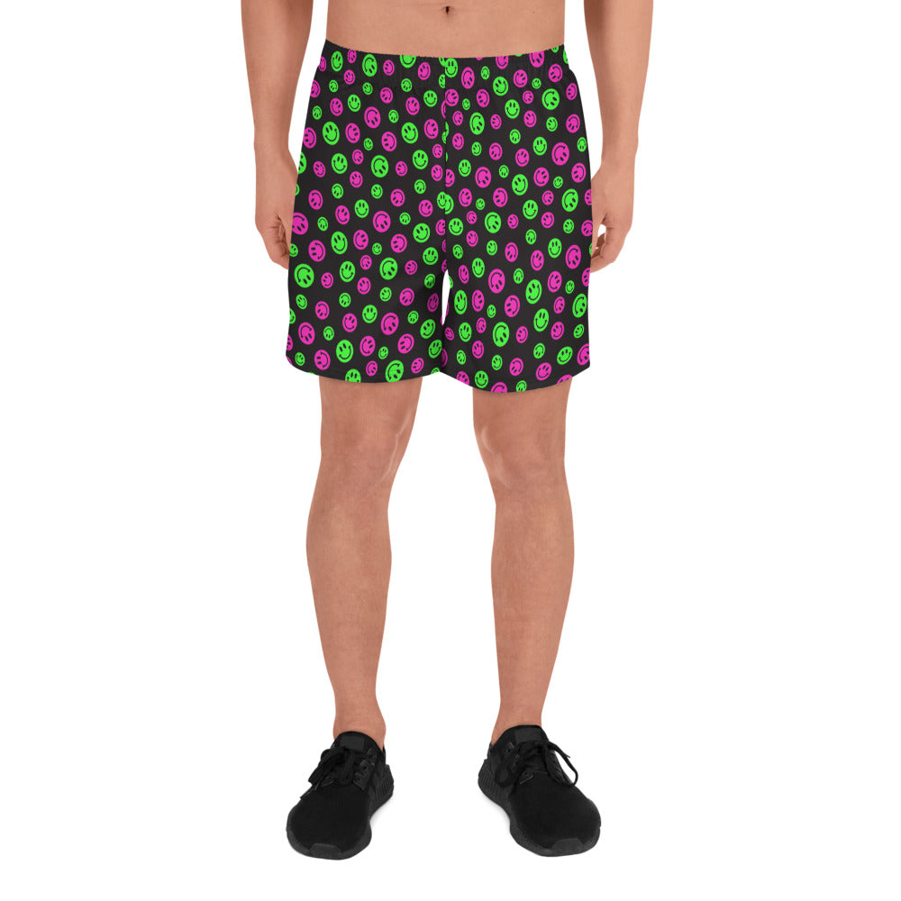 Pink & Green Smiles Men's Athletic Shorts